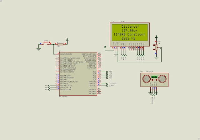 PIC16F887 HC-SR04 Distance Sensor LCD Using XC8