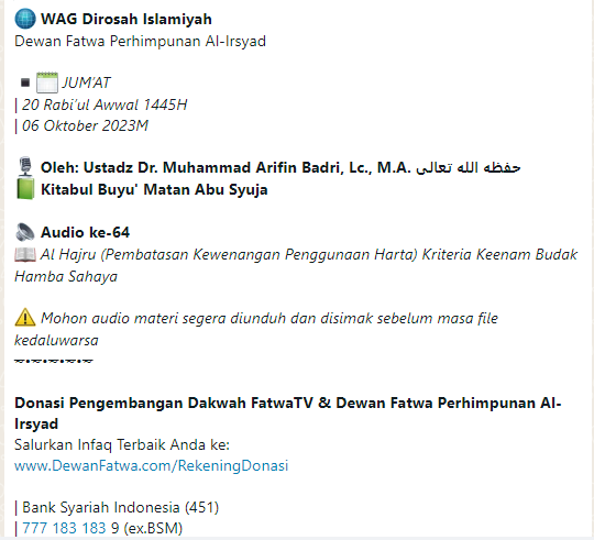 Audio ke-64 Al Hajru (Pembatasan Kewenangan Penggunaan Harta) Kriteria Keenam Budak Hamba Sahaya