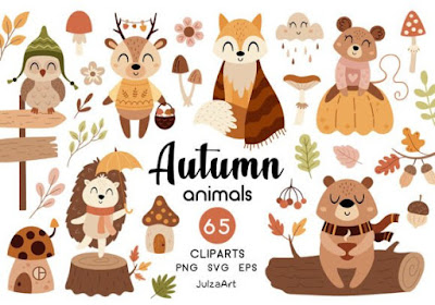 Autumn Animals Clipart, Fall Clipart