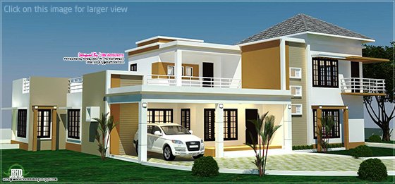 4 BHK villa left side elevation