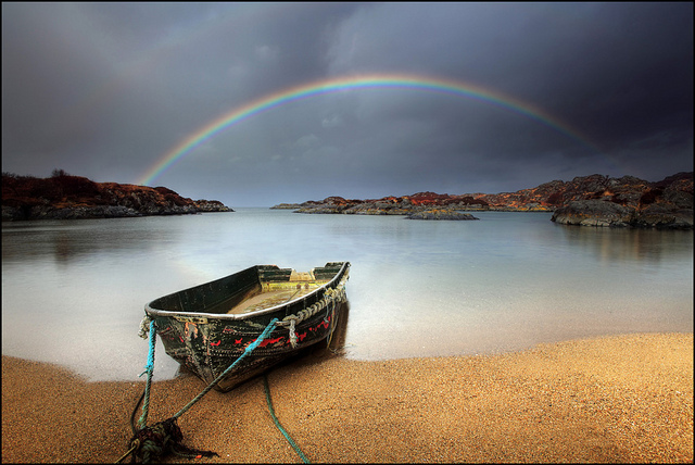 Rainbow and a wee boat