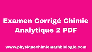 Examen Corrigé Chimie Analytique 2 PDF