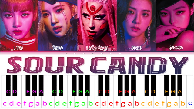 Sour Candy by Lady Gaga Feat. BLACKPINK Piano / Keyboard Easy Letter Notes for Beginners