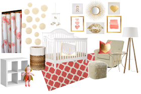 Coral, Gold & White Nursery Inspiration Board