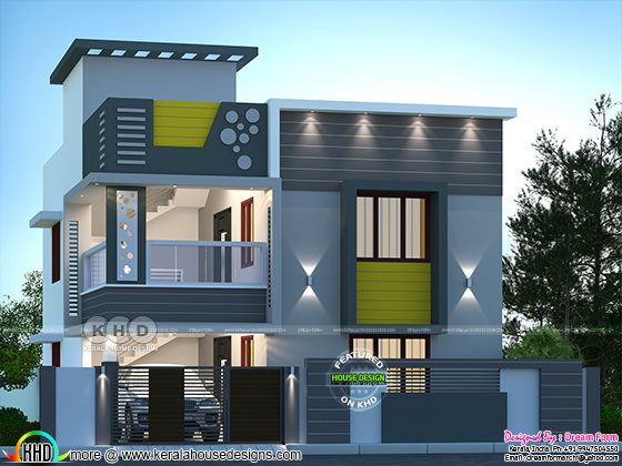 4 bedrooms 2500 sq ft duplex modern home design Kerala 