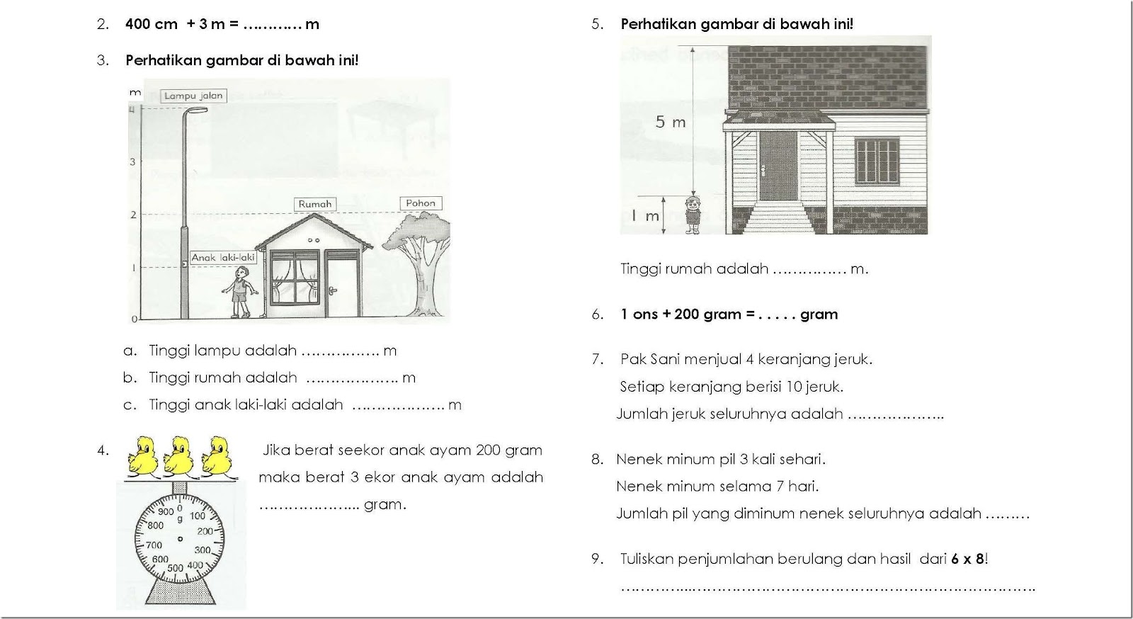 Soal Ulangan Harian Matematika Kelas 2 Semester 2 SD dan MI