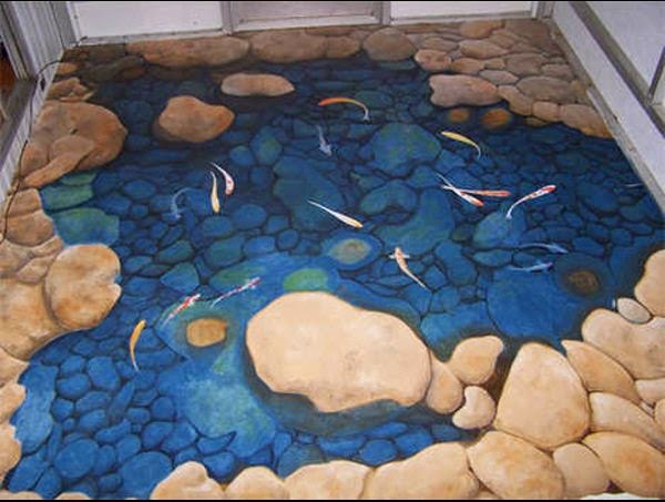 3D floor art, 3D bathroom floors designs