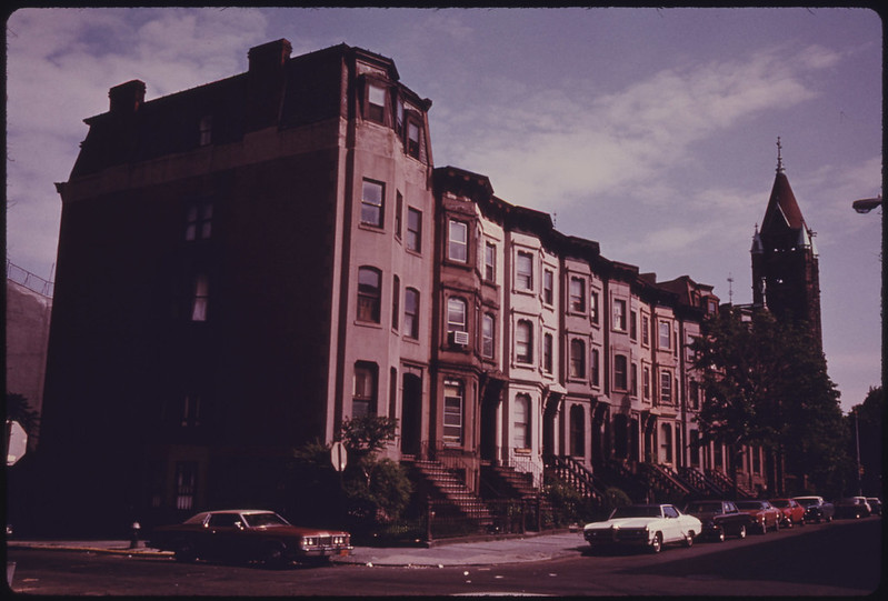 Cars Parked in Front of Brownstones in Park Slope of Brooklyn New York City, 06/1974. Photographer: Danny Lyon