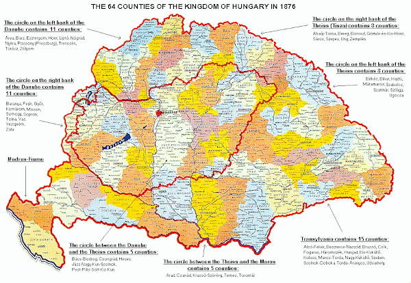 Harta Comitatelor din Transilvania sub ocupaţie maghiară