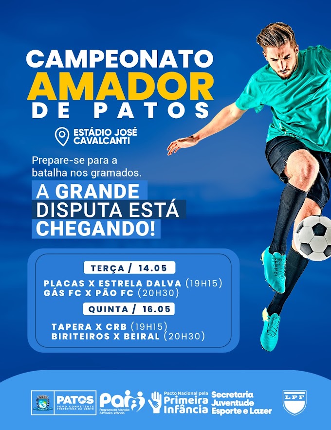  Campeonato Amador de Futebol de Patos inicia nesta terça (14), às 18h, no José Cavalcanti