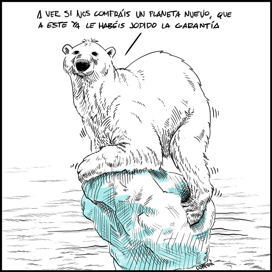 Oso polar sobre un bloque de hielo