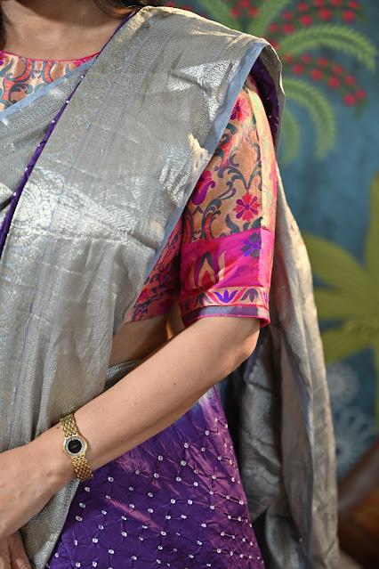 Kanjeevaram saree with Kutch Bandhej