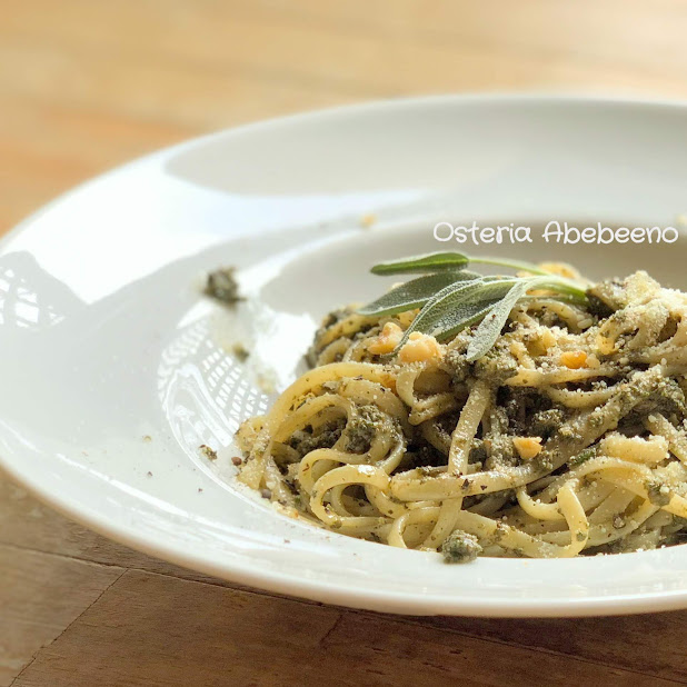Linguine Al Pesto Di Salvia E Noce セージと胡桃のペストのリングイーネ Osteria Abebeeno