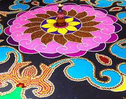 Indian rangoli is an unique art work which is practised throughout India. All houses are adorned with these beautiful rangoli designs,