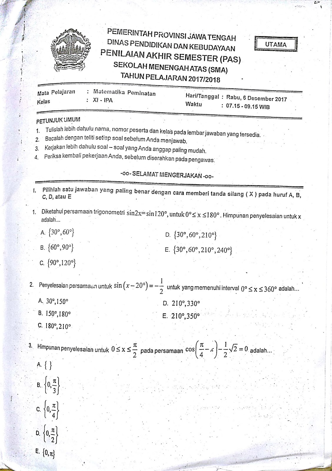 Contoh Soal Matematika Peminatan Kelas 11 Semester 2 – Berbagai Contoh