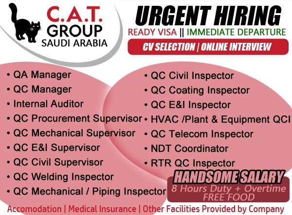 C A T Company Saudi Arabia jobs - Urgent requirement