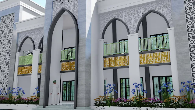 desain masjid 2 lantai