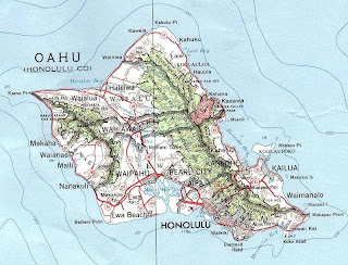 Map of Oahu Hawaii`s biggest island