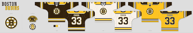 The 305cHL Boston Bruins' 3 Jersey Set. Brown, Yellow & Gold.