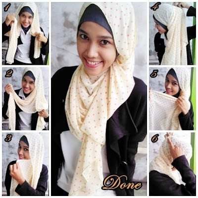 Cara Memakai Jilbab Shawl Chiffon Polkadot Model Polka