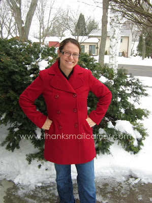 red pea coat