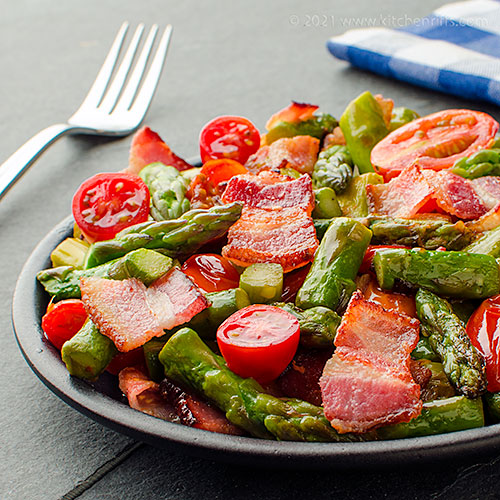 Asparagus, Bacon, and Tomato Stir-Fry