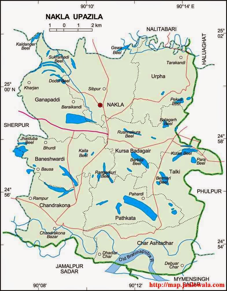 nakla upazila map of bangladesh