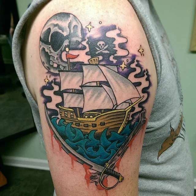 tatuajes de barco pirata