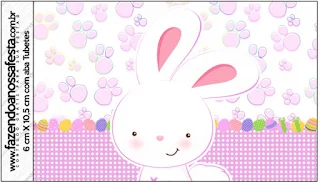 Easter Bunny with Pink and Squares: Free Printable Candy Bar Labels.