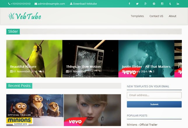 Vebtube Responsive Blogger Template