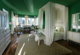  Kamar Tidur romantis aksen hijau