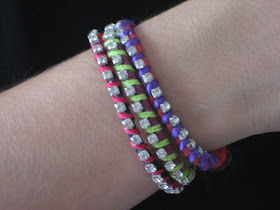 Pulseras de la amistad flúor y strass. Neon rhinestone bracelet. Bracelet fluor et strass