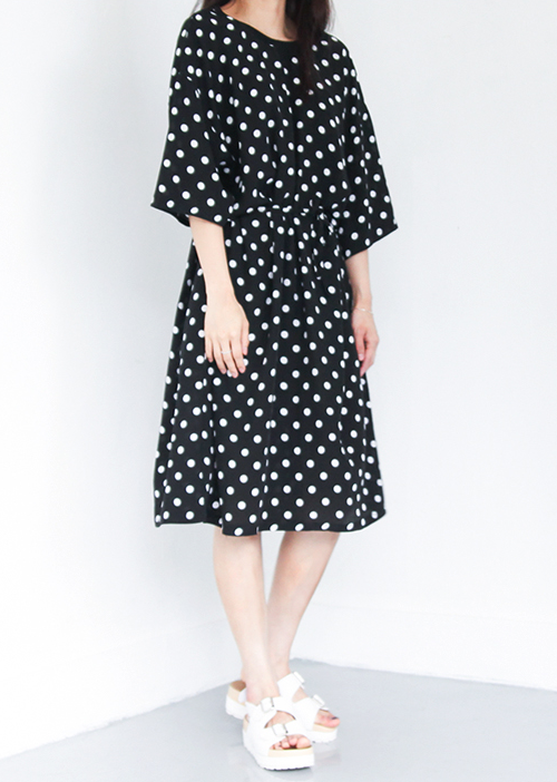 Loose Belted Polka Dot Dress