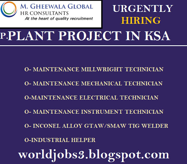 URGENTLY REQUIRED FOR REPUTED POWER PLANT PROJECT IN KSA