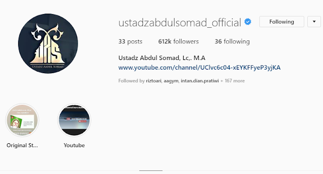 Instagram baru ustadz Abdul Somad sudah terverifikasi