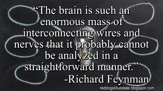 “[T]he brain is such an enormous mass of interconnecting wires and nerves that it probably cannot be analyzed in a straightforward manner.” -Richard Feynman