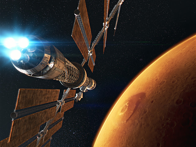 Journey to Space image - spaceship Mars orbit