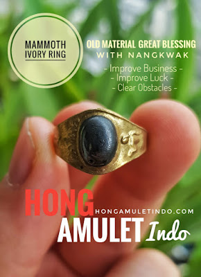 LP Hong Ivory Locket Mammoth Ring Thai Amulet Nangkwak 
