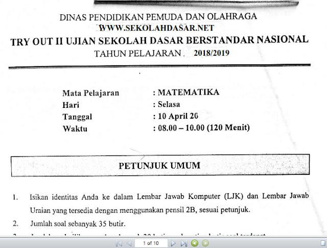 Soal Try Out Ii Usbn Sd Matematika Dan Kunci Jawabannya Guru Baru