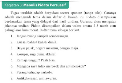 Kunci Jawaban Bahasa Indonesia Kelas 9 Halaman 49 Bab 2 Kegiatan 3 Menulis Pidato Persuasif