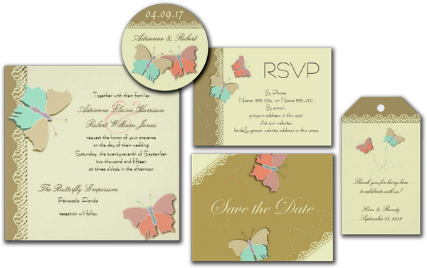  Metamorphosis Artistic Butterfly Wedding Invitation Card