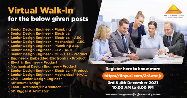 Vee Technologies is conducting a Virtual Walk-In for Engineers