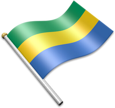 The Gabonese flag on a flagpole clipart image