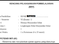 RPP Kelas 6 SD/MI Tema 6 Subtema 1 Kurikulum 2013 Revisi Terbaru