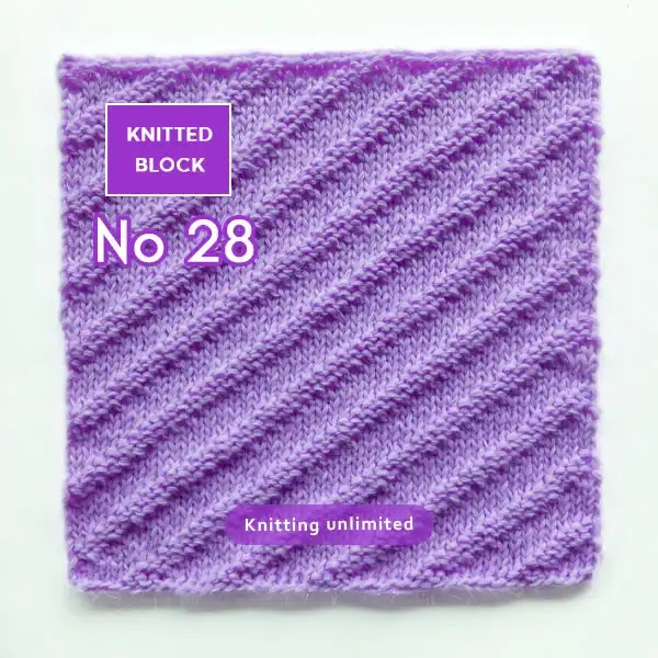 Knitted square pattern no 28. To create a diagonal knit-purl pattern, you can use a combination of knit and purl stitches in a specific sequence.