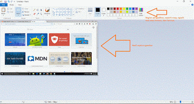 Pengambilan atau penangkapan gambar pada layar komputer, dengan menggunakan keyboard dan paint.