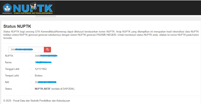 Cek Status Keaktifan NUPTK