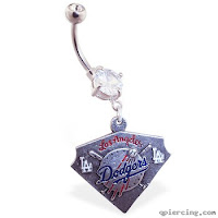 Los Angeles Dodgers official licensed major league baseball belly ring