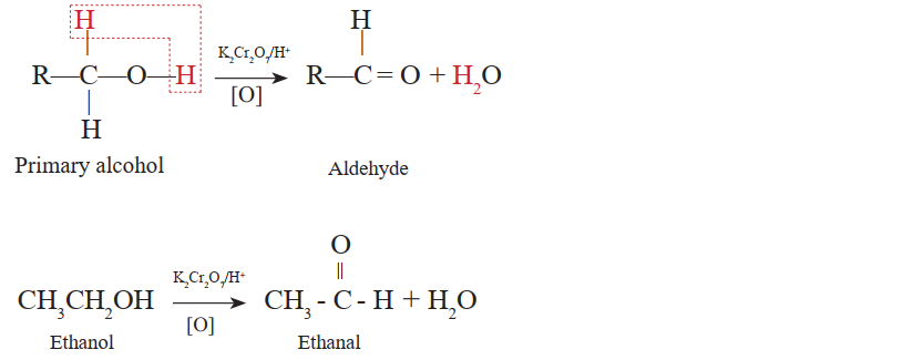 1- Primary alcohols form aldehydes as shown in the following equation.