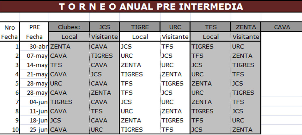 Fixtures torneos de la Unión de Rugby de Salta.